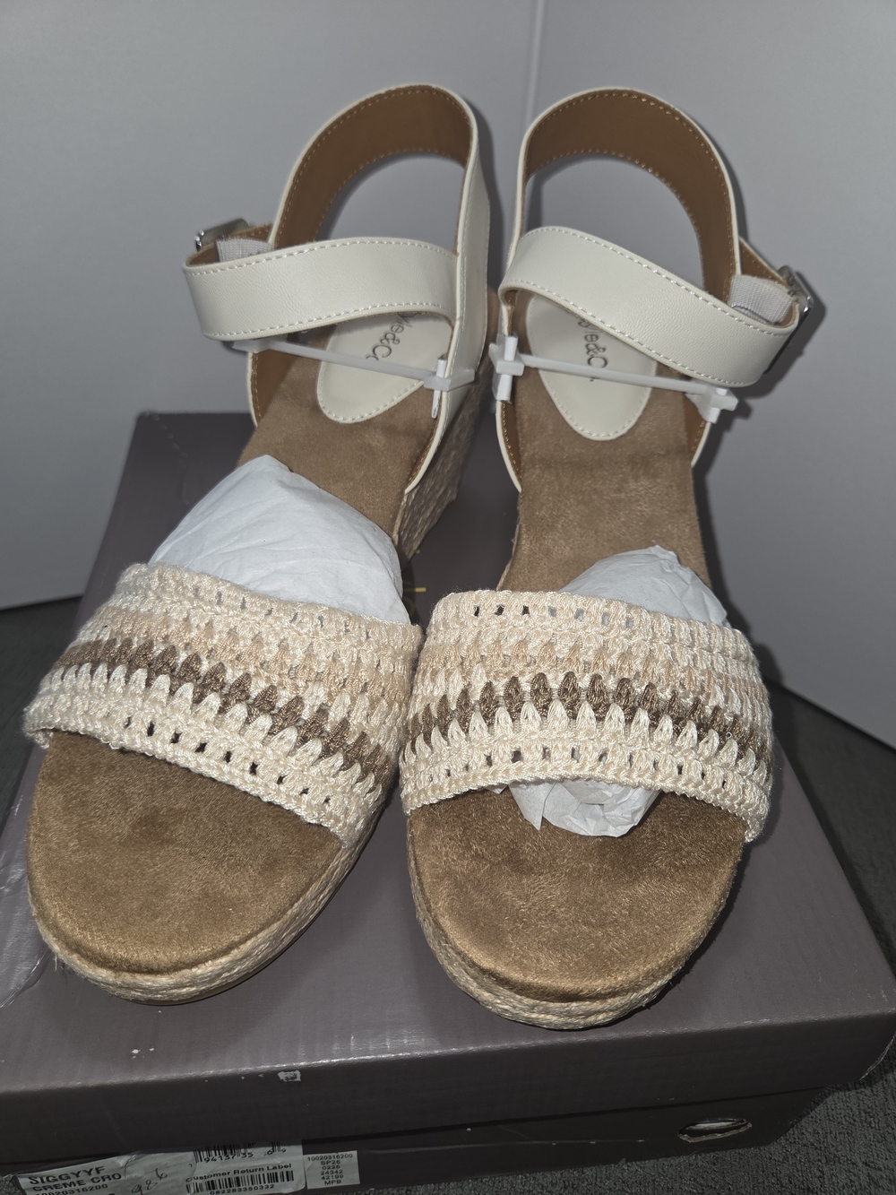 Style & Co. Cream Crochet Espadrille Wedge Sandals